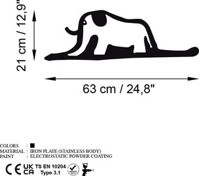 Elephant fém fali dekoráció, 63×21 cm
