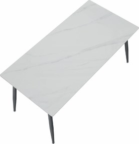 Étkezőasztal, fehér márvány/fekete, 160x80 cm, FLORENC TYP 2