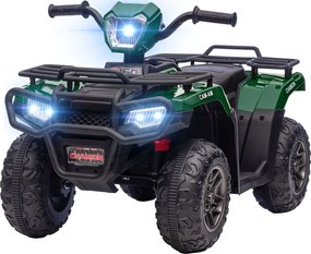 HOMCOM 12V-os Gyerek Quad, Előre-hátrafelé funkcióval, Zenével, MP3-mal, LED Fényszórókkal, 3-5 éves gyerekeknek, Zöld | Aosom