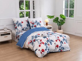Flanel mikroszálas ágyneműhuzat BERRY BLOOM fehér-kék Ágyneműhuzat mérete: 70 x 90 cm | 140 x 200 cm