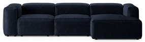 Sötétkék kordbársony sarokkanapé (jobb oldali-heverő résszel) Bergamo – Cosmopolitan Design