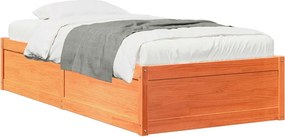 vidaXL viaszbarna tömör fenyőfa ágy matrac nélkül 100 x 200 cm