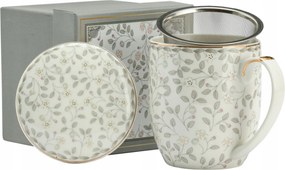 Porcelán teásbögre szűrő fedél finom elegancia 425ml