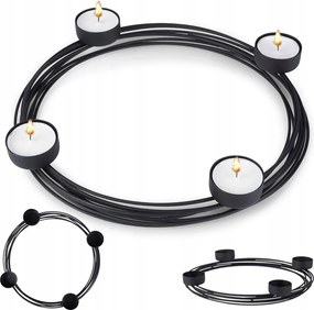 Gyertyatartó Fém fekete állvány kerek gyertya tealight dekorációs asztal