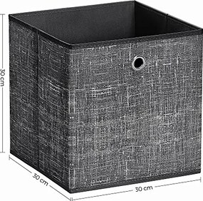 Tárolódobozok, 6 db-os szett,  összecsukható doboz, foltos fekete