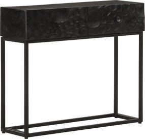 vidaXL fekete tömör mangófa és vas tálalóasztal 90 x 30 x 76 cm