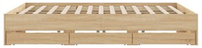 sonoma tölgyszínű szerelt fa ágykeret 200 x 200 cm