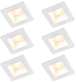 6 darabos süllyesztett spotlámpa készlet fehér 12 cm-es négyzet alakú - Gypsy Stucco