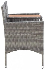 kétszemélyes szürke polyrattan kerti pad teázóasztallal 143 cm