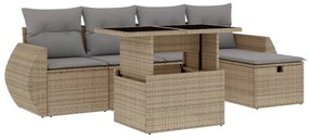 vidaXL 6 részes bézs polyrattan kerti ülőgarnitúra párnával