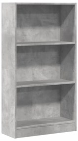 betonszürke szerelt fa könyvespolc 60 x 24 x 109 cm