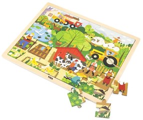 Gyermek fa puzzle Viga Farm 48 db