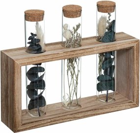 Hármas váza/üvegcsövek szárított virágokkal