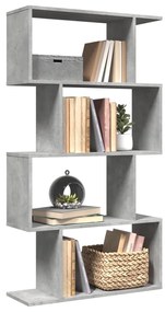 4 szintes betonszürke fa térelválasztó könyvespolc 70x24x129 cm