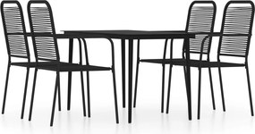 vidaXL 5 részes fekete kerti étkezőgarnitúra