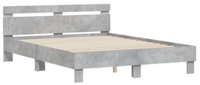 betonszürke ágykeret fejtámlával és LED-del 140x190 cm