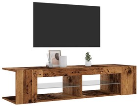 antik fa színű szerelt fa TV-szekrény LED-ekkel 135x39x30 cm