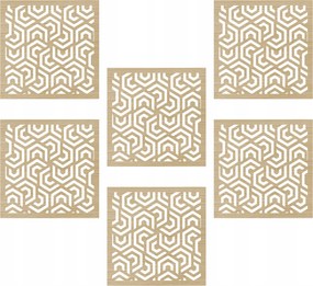 Bögrealátét 6 Db-os áttört fa Asztali Dekoráció Minta 4