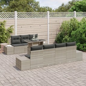 8 Darabos Kerti Kanapé Készlet Párnákkal Világosszürke Műrattan