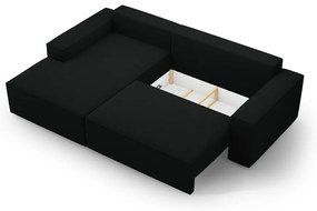 Fekete buklé kinyitható sarokkanapé (bal oldali) Jodie – Micadoni Home