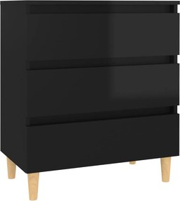 vidaXL magasfényű fekete forgácslap tálalószekrény 60 x 35 x 69 cm