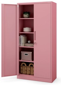 Fémszekrény otthoni irodába JAN, 900 x 1850 x 400 mm, Fresh Style: púderrózsaszín