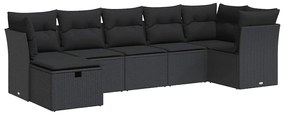vidaXL 7 részes fekete polyrattan kerti ülőgarnitúra párnával