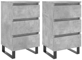 2 db betonszürke szerelt fa éjjeliszekrény 40x35x69 cm