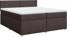 vidaXL sötétbarna szövet rugós ágy matraccal 200 x 200 cm