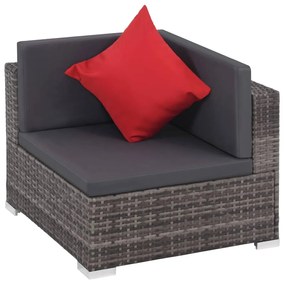 8 részes szürke polyrattan kerti ülőgarnitúra párnákkal