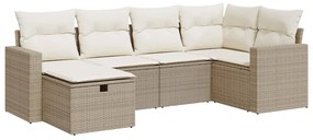 vidaXL 6 részes bézs polyrattan kerti ülőgarnitúra párnával