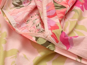 Pamut ágynemű VIRÁGOK LEVELEKKEL rózsaszín Ágyneműhuzat mérete: 80 x 80 cm | 135 x 200 cm