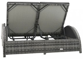 kétszemélyes antracitszürke polyrattan napozóágy párnával