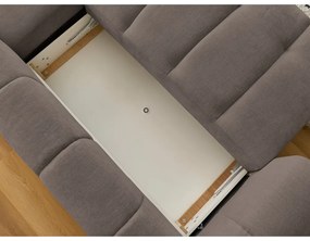 Szürkésbarna kinyitható-tárolóhelyes sarokkanapé (jobb oldali-heverő résszel) Fuji – Bobochic Paris