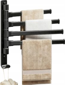 Fürdőszobai törölközőtartó fali akasztó mozgatható karokkal