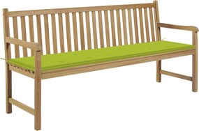 vidaXL tömör tíkfa kerti pad élénkzöld párnával 175 cm