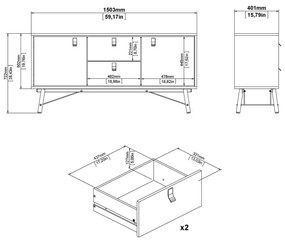 Natúr színű komód tölgyfa dekorral 150x72x40 cm Ry – Tvilum