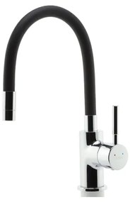 FERRO - Mosogató csap rugalmas karral fényezett króm/matt fekete