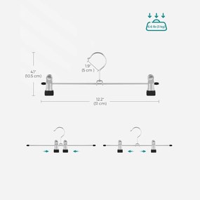 Fém nadrágfogasok 31 cm-es csúszásgátló ruhaakasztók, 20 darabos csomag
