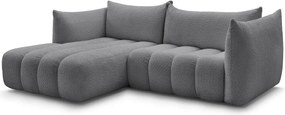 Szürke buklé sarokkanapé (bal oldali-heverő résszel) Azra – Bobochic Paris