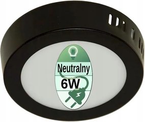 Led panel falra szerelhető plafon lámpa 6W kerek fekete