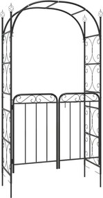 vidaXL fekete acél kerti boltív kapuval 108 x 45 x 235 cm