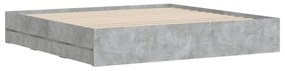betonszürke szerelt fa ágykeret fiókokkal 200 x 200 cm