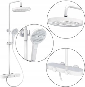 Fehér Fali Zuhany Szett Creo Kifolyó Lépcsőzetes Bidé Polc Üveg