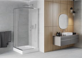 Mexen Rio 90 x 90 cm-es, szögletes zuhanykabin, deres, króm + fehér zuhanytálca - 860-090-090-01-30-4510