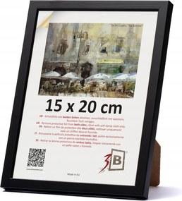 Képkeret 3-B Lund 15x20 cm fekete fa plexi Mdf