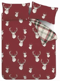 Piros kétszemélyes-hosszabbított ágyneműhuzat 230x220 cm Munro Stag Check – Catherine Lansfield
