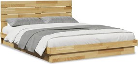 vidaXL ágykeret fejtámlával matrac nélkül 135x190 cm tömör fa tölgyfa