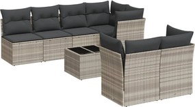 vidaXL 8 részes világosszürke polyrattan kerti ülőgarnitúra párnával