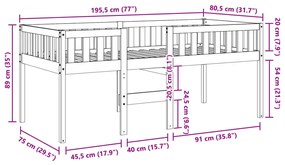 viaszbarna tömör fenyőfa gyerekágy matrac nélkül 75 x 190 cm